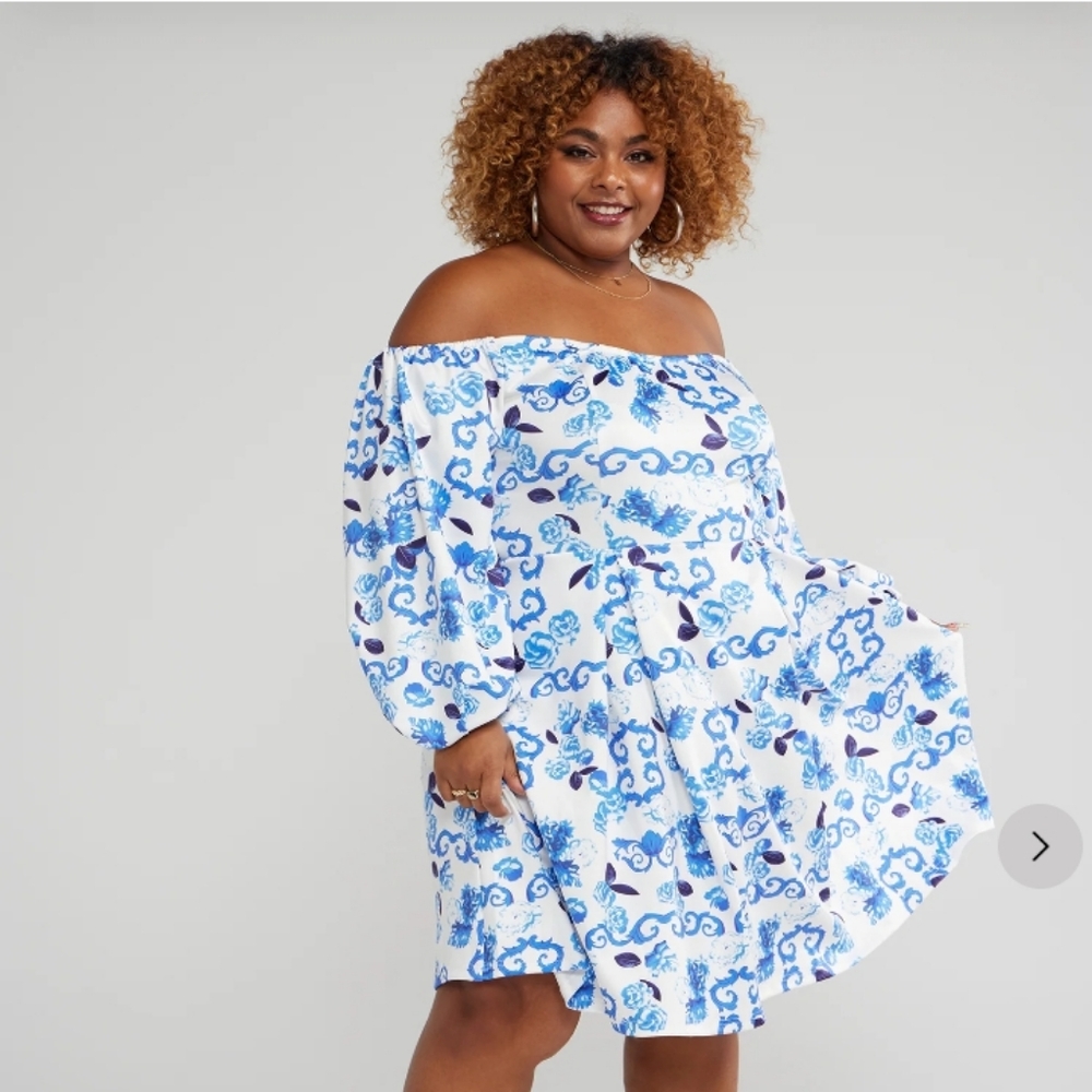 Off-Shoulder Floral Print Dress